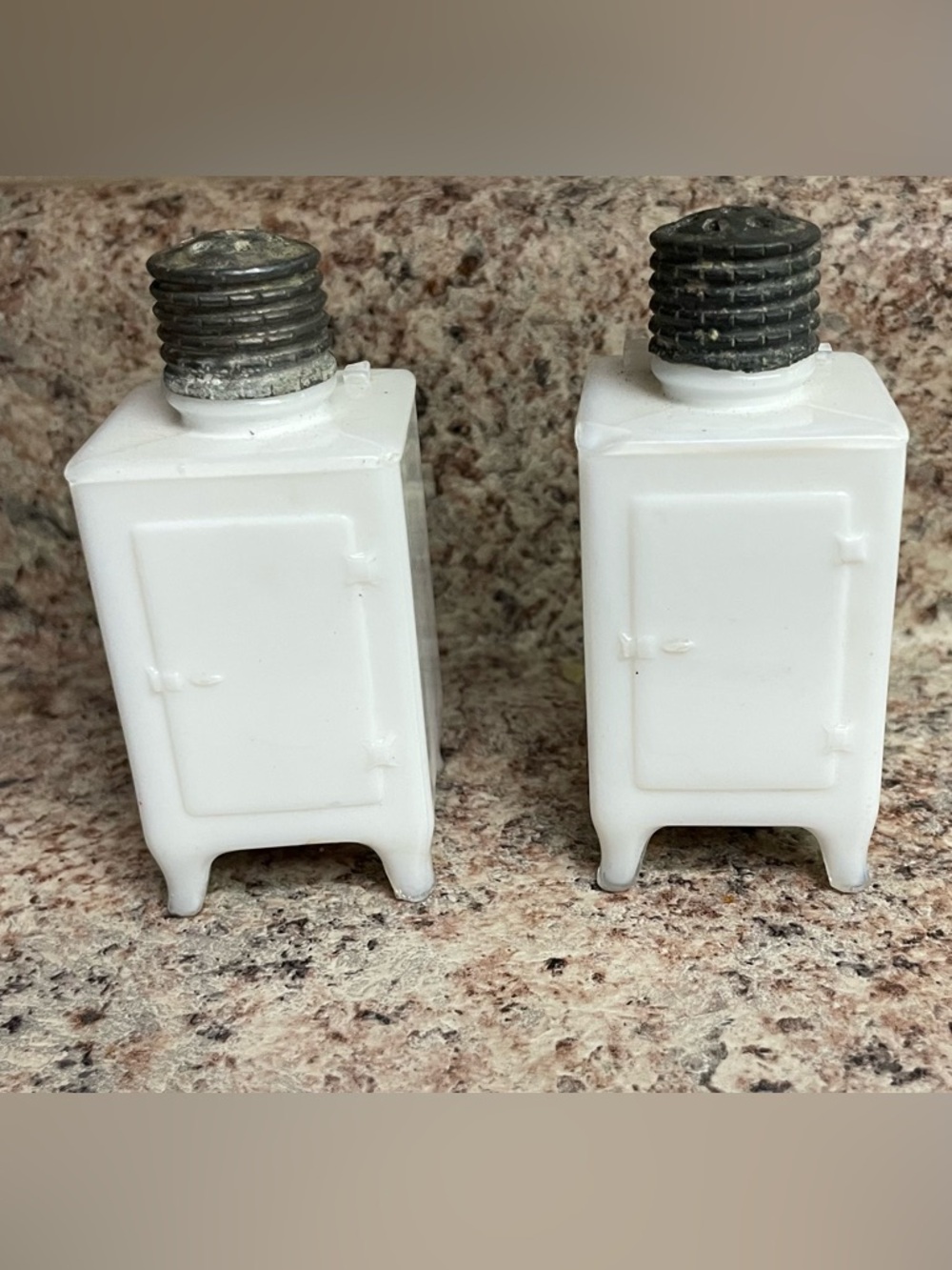 Antique Milk Glass Salt & Pepper Set